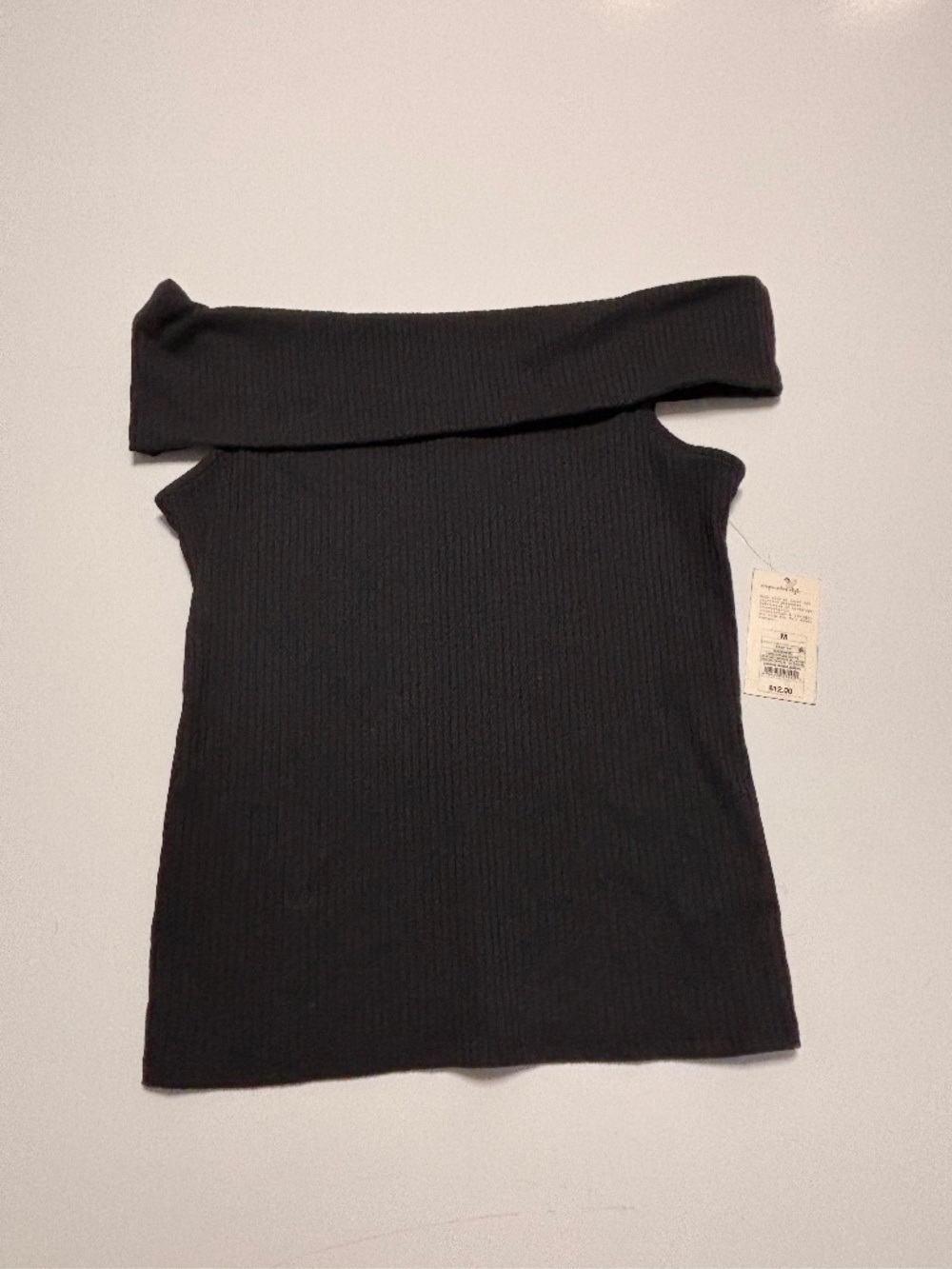 A New Day Women's Black Off the Shoulder Ribbed Blouse Size Medium